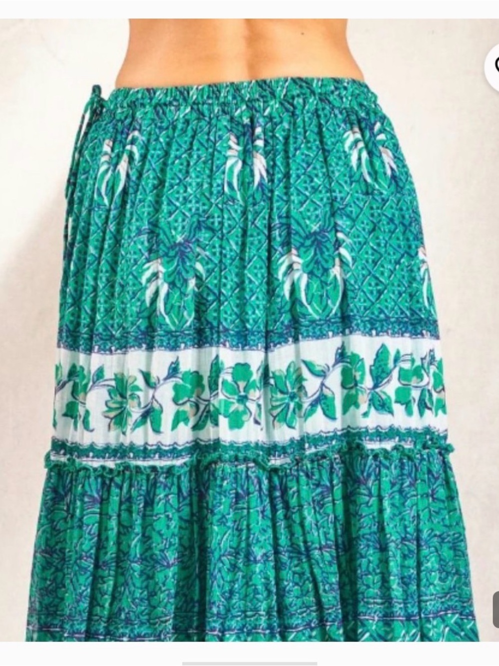 M.A.B.E. Skirt Teal Floral Tiered Maxi Skirt - Women size xs